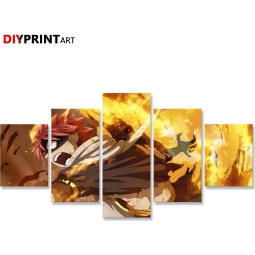 Anime Fairy Tail Natsu Dragneel 5 Pcs/set Wall Decor Painting Decorations for Home A2092