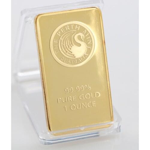 Australia 1 Ounce 99.99% Pure Gold Plated Bar High Relief Replica Souvenir Token Gold Bar Coin Souvenir Gift