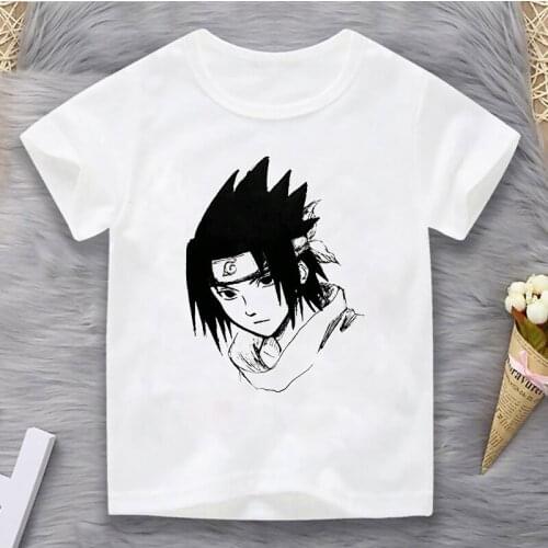 Naruto Manga T-Shirts Children Anime Print Clothes Uchiha Sasuke Hip Hop Tees Unisex Tops Boys and Girls T Shirts Kid Streetwear
