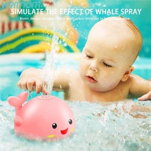 Warmom Baby Bath Toys Spray Water Shower Swim Pool Whale Squirting Bathing Toys for Kids Electric Ball with LED Light Toys Gift