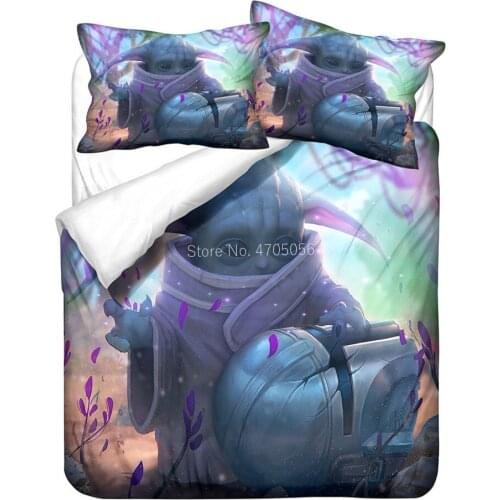 Home Textiles Star Wars Baby Yoda Printed Bedding Set Duvet Cover Pillowcases Set Bedclothes Single Double Queen King Size