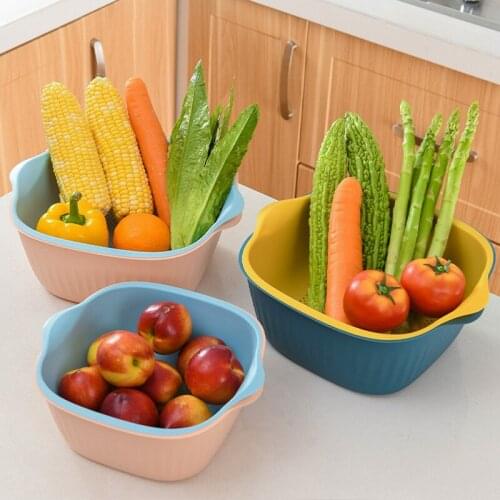 Double drain household simple fruit plate kitchen sink living room plastic vegetable basket storage vegetable basket