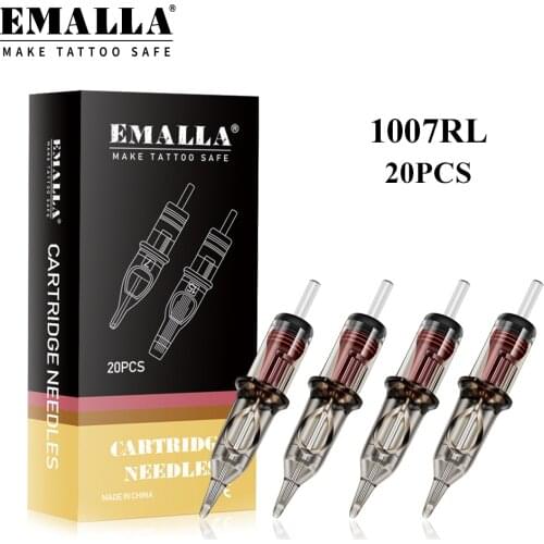 EMALLA New Professional 20PCS 0.3mm 7RL Tattoo Cartridge Needles Round Liner Sterilized Makeup Cartridge Needle Tattoo Supplies