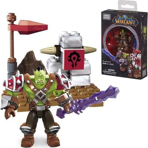 Mega Bloks World of Warcraft Faction Packs Ragerock Set Orc Warrior Action Figure with Interchangeable Gear #91003 Best Gifts