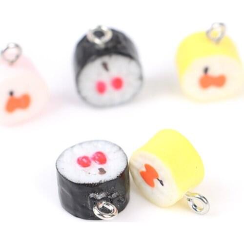 5pcs Dollhouse Simulation Sushi Pendants for DIY Decoration Jewelry Making Toys Key Chain Jewelry Making