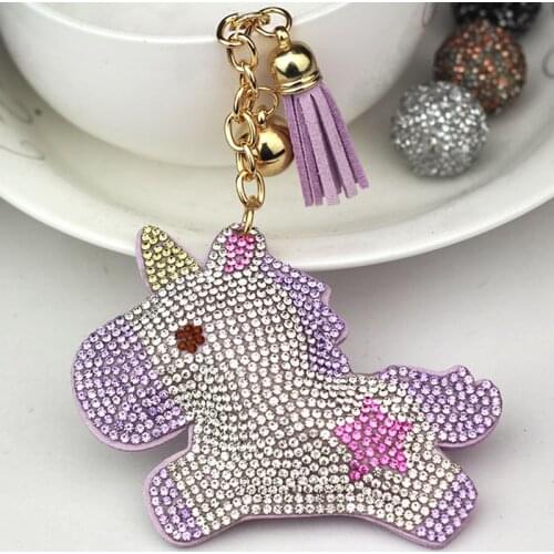 Creative Cartoon Unicorn Korean Velvet Keychain Pendant Girl Bag Tassel Pendant Cross Border Dropshipping