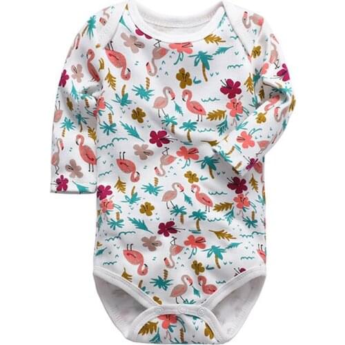 Newborn Baby Rompers Boys Infant Cotton Long Sleeve Print Crawling Clothes Toddler Jumpsuits Bodysuits Girls Triangl One-Pieces