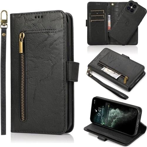 Wallet Leather Phone Case For iPhone 12 Pro Max Removable Soft TPU Flip Case Dropproof Phone Protection Cover For iPhone 12 mini