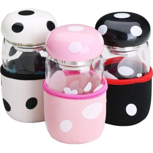 Creative 300ml Mini Mushroom Design Glass Heat-resistant Water Bottle For Children Drinkware