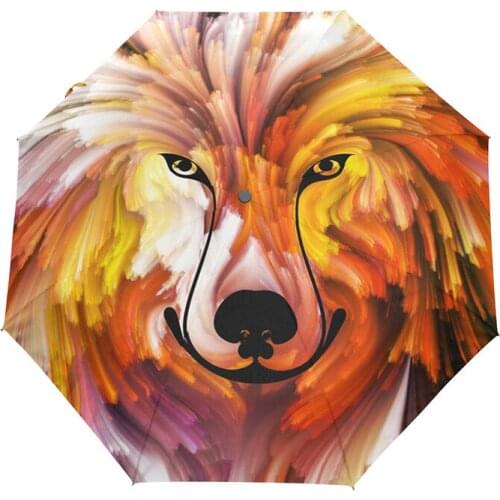 Creative Dog Painting Automatic Umbrella Rain Women Folding Men Durable Strong Travel Umbrella Kids Rainy Sunny Fashion Umbrella