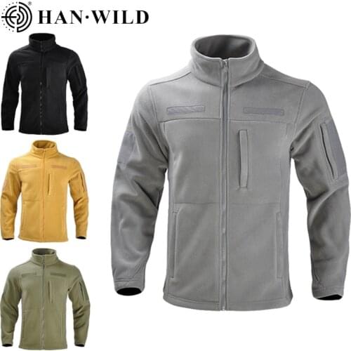HAN WILD Tactical Training Fleece Jacket Outdoor Camping Clothing Lapel Men Coat Sport Clothes Solid Color Windbreaker Unisex