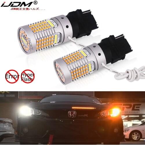 IJDM No Hyper Flash 21W 3156 LED CANbus OBC PY27W T25 LED Switchback White/Amber LED Bulbs For Daytime Running/Turn Signal Light