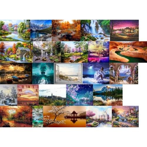 Landscape Bridge House cross stitch kit people 18ct 14ct 11ct count canvas stitches embroidery DIY handmade needlework