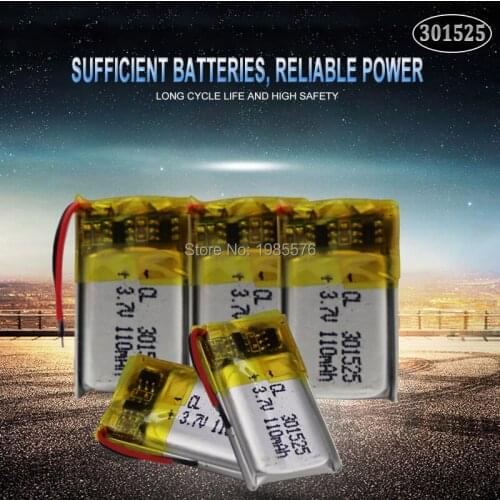 3.7V 110mAh 301525 ithium polymer battery for GPS PSP MP4 MP5 DVD small toys battery Bluetooth headset Li-ion Cell battery
