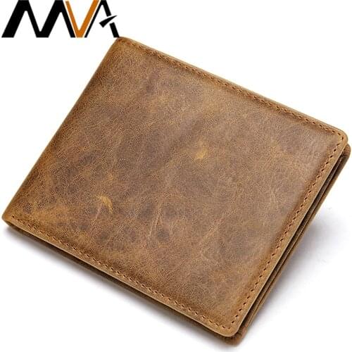 MVA Small Man Wallet Leather With Coin Pocket Wallets Purses Luxury Genuine Leather Wallet For Men Rfid geldbeutel herren 8933
