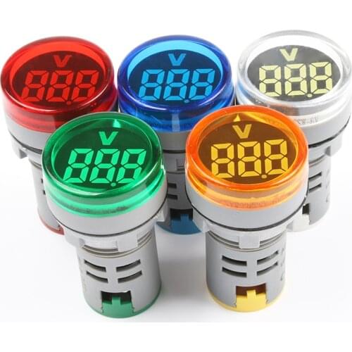 New 220V AC 22mm Round LED Mini Digital Display Voltmeter Voltage Monitor Indicator Signal Light Tester Measuring Tool Min