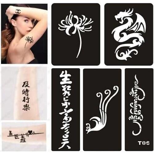 A4 Size Reusable Temporary Henna Tattoo Stencil Maker Kids Face Tattoo Supplies Stencils for Airbrush Painting Arrow