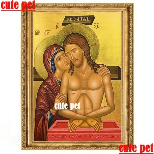 DIY puzzle Religious Orthodox Icon Virgin Mary Jesus Full Square Round Diamond Painting Mosaic Embroidery Rhinestone Home Decor