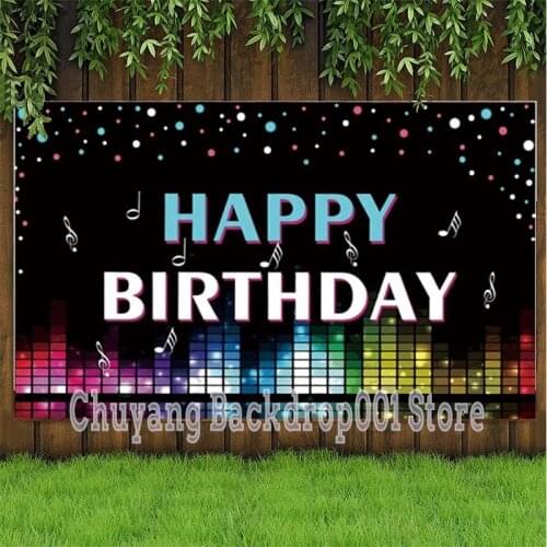 Music Stage Backdrop Disco Musical Note Happy Birthday Party Photography Background Photo Studio Decor Banner