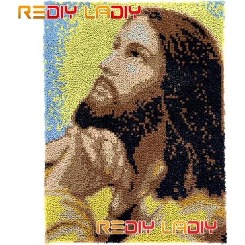 Latch Hook Rug Kits Lord Jesus DIY Carpet Rug Plush Wall Hanging Chunky Yarn Arts Cushion Crocheted Floor Mat Hobby & Crafts