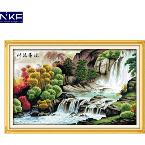 NKF Good Luck Always with You Cross Stitch Handmade Craft Scenery Design Needlework Cross Stitch Set Embroidery for Home Decor