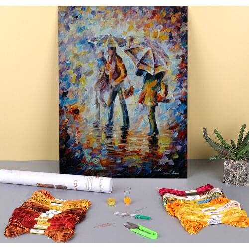 Night Rain Pre-Printed 11CT Cross-Stitch Embroidery Complete Kit DMC Threads Craft Handicraft Needlework Knitting Needle