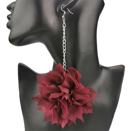 UKEBAY New Red Flower Drop Earrings Women Long Earrings Big Jewelry Fashion Boho Jewellery Gothic Handmade Earring Accessories