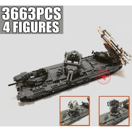 New 3663PCS 4 DOLLS Military Missile Toys Series KV-2 GUN Tank Model Swat Aircraft Building Blocks Bricks Toy Children Kid Gift