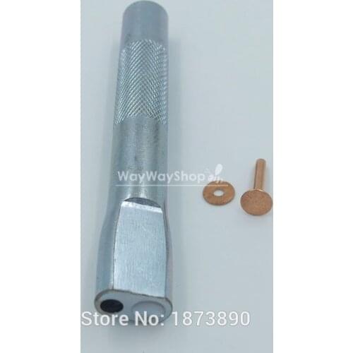 One Burrs Setter Tool + 6 Sets 9mm 12mm Solid Copper Rivets Fasteners Permanent