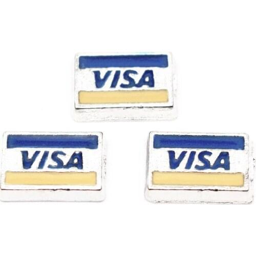 Hot selling 10pcs/lot silver visa floating charms living glass floating pendant lockets charms