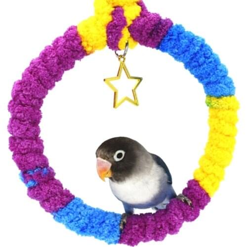 Parrot Plush Swing Standing Bar Pet Bird Chewing Climbing Ring Toy Hanging Perch