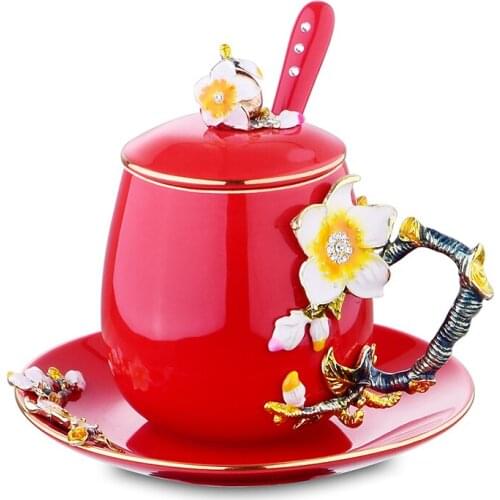 Handmade Cup Saucer with Lid Set High-grade Coffee Cup Saucer Set Retro Coffee Mug Ceramic Tea Cup Sets Afternoon Tea Cups