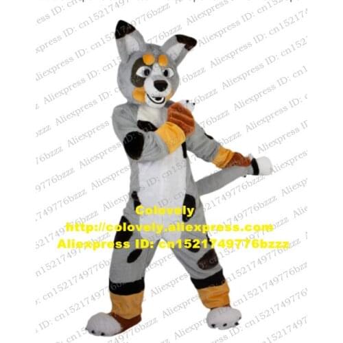 Gray White Plush Furry Fox Husky Dog Wolf Fursuit Mascot Costume Adult Cartoon Character Mise En Scene Image Advertising zz7570