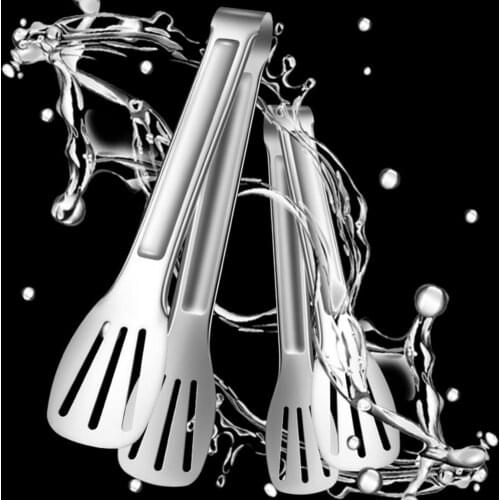 Meat Salad Bread Serving Tongs Food Tongs Anti-heat Easy to Grip Portable Stainless Steel Food Tongs Kitchen Utensils