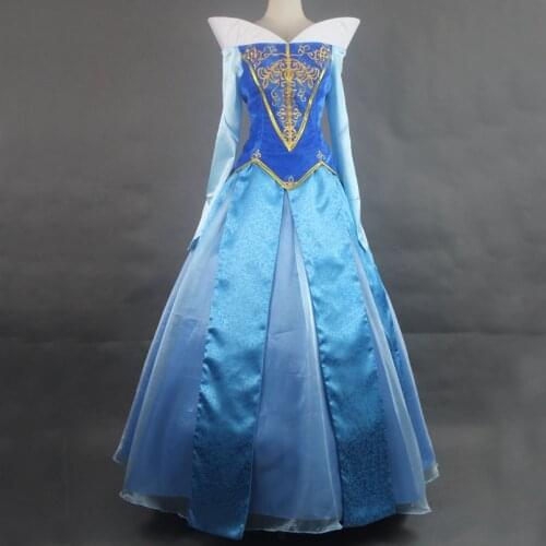 Sleeping Princess Aurora Cosplay Costume Fancy Halloween Carnival Ball Gown Adult Women Party Dance Dress
