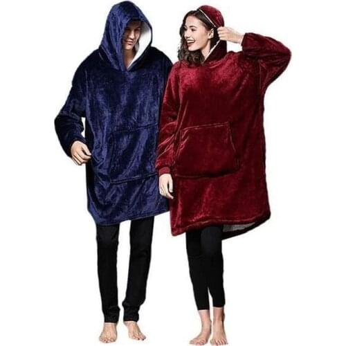 Over Size Blanket Sweatshirt Hoodie Ultra Plush Soft & Warm Outdoor Winter Hooded Coats Bathrobe Fleece Pullover for Men Women