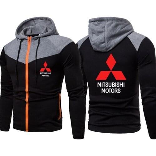 High quality Spring Autumn Male Mitsubishi car logo Hooded sweatshirt hot sale Fashion casual Mens sports Hooded jacket