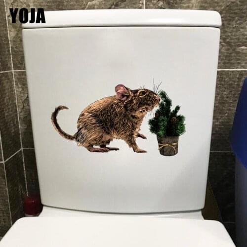 YOJA 25.9×15CM Mouse Pot Personality Bathroom Decor Toilet Decal Funny Home Wall Stickers T1-2874