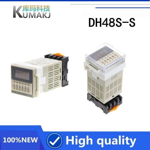 1PCS NEW DH48S-S Programmable Double Time Delay Relay Socket Base Voltage DC12V DC24V AC110 AC220V AC380V