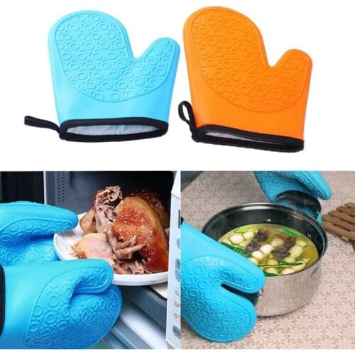 1 Pcs Silicone Oven Mitts Ideal Protection with Extra Long Thick Quilted Cotton Liner Silicone BBQ Glove