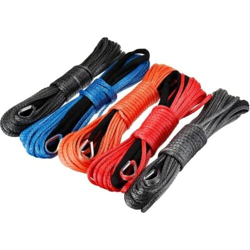 15m * 5mm Traction Winch Rope Cable Synthetic Fiber 7000lbs With Sheath Car Wash And Maintenance Rope For ATV UTV Off-road