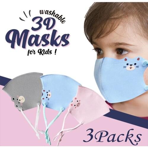 3Pcs Cotton Ski Fasemask Reusable Cute Cartoon Print Washable Ski Fase Maksk For Germ Protection For Kids Breathable Bandana