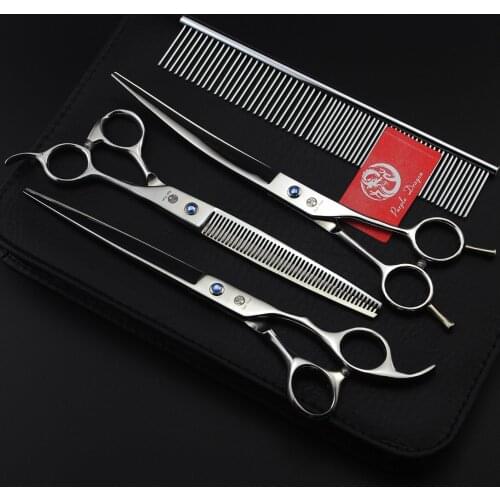 3 PCS purple dragon 8.0 inch 7.5inch scissors set shears professional hair Scissor for Pet Dog Cat Grooming Scissors