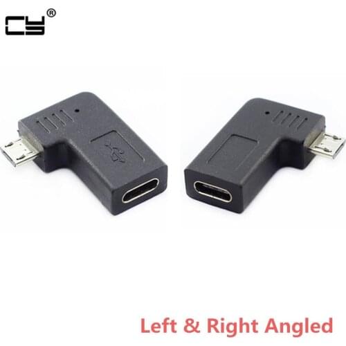 90 Degree Left & Right Angled micro usb 5pin to Type-c USB 3.1 USB-C Female to Micro USB 2.0 Male OTG Adapter Connector