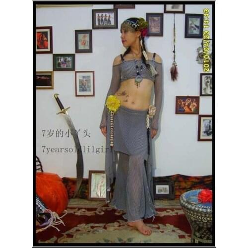 Belly Dance Pants Transparent Thin Tribal Flare With Skirt CA35 47