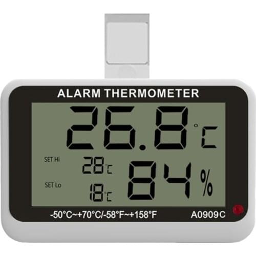 Digital Thermometer Hygrometer Freezer Hygrothermograph High/Low Temperature & Humidity Meter With Alarm