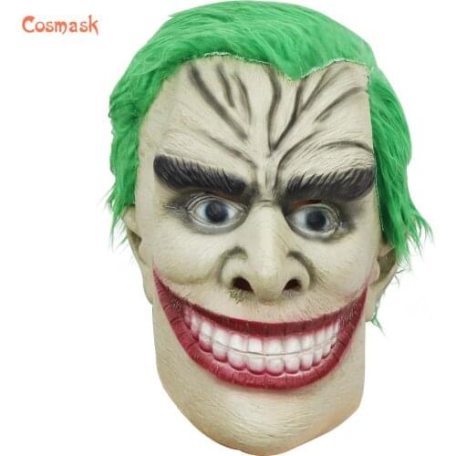 Cosmask Reality Adult Party Costume Horror Mask Smile Green Clown Mask Horror Carnival Cosplay Mask