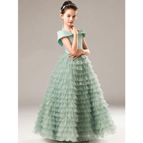 Childrens Birthday Dress Piano dress costume Small host show cake skirt Girls' evening dress Princess Dress
