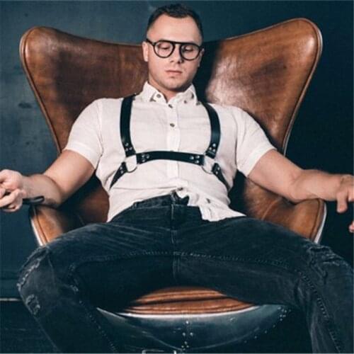 Ferish Men Chest Harness Belts Male Leather Bondage Lingerie Sexual Body BDSM Harness Strap Punk Rave Gay Costumes for Adult Sex