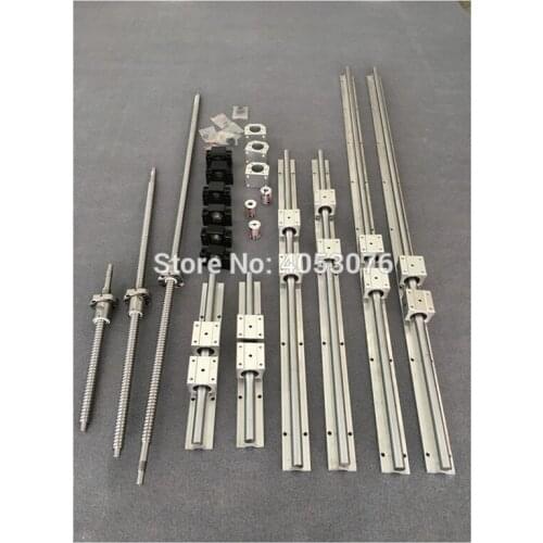 EU RU Delivery 6 set SBR 16 linear guide Rail SBR16 - 300/700/1100mm+ ballscrew set SFU1605 - 350/750/1150mm + BK/BF12 CNC part